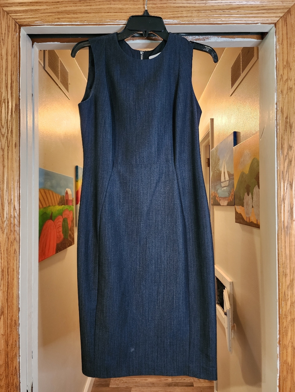 Calvin Klein Dark Blue Sleeveless Sheath Midi Dress